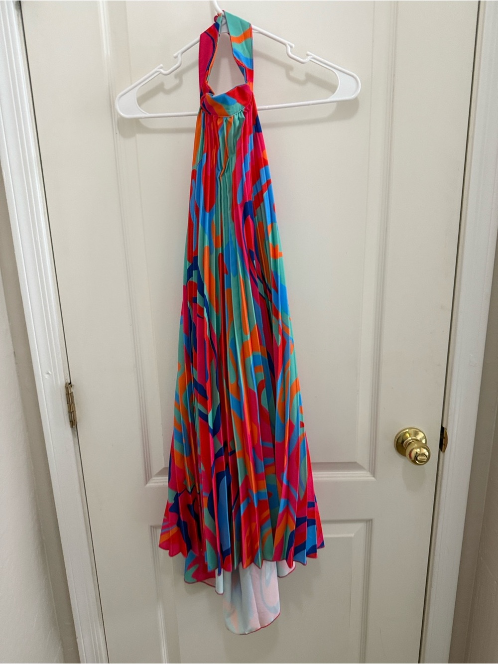 Womens XXL Glowy Boho Vibe Multi Color Halter Flowy Summer Maxi Dress Plus Size